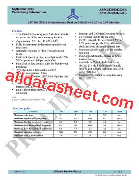 AS9C25128M2036L 166FC Datasheet PDF Alliance Semiconductor Corporation