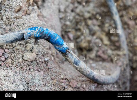 Improper Repair Of Cable After Excavator Damage Stock Photo Alamy
