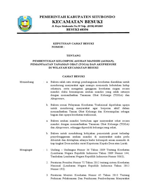 Sk Asman Toga Kecamatan Kop Kec Pdf