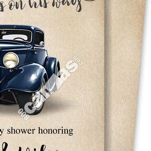 Hot Rod Baby Shower Invitation Boy Vintage Car Baby Shower Classic