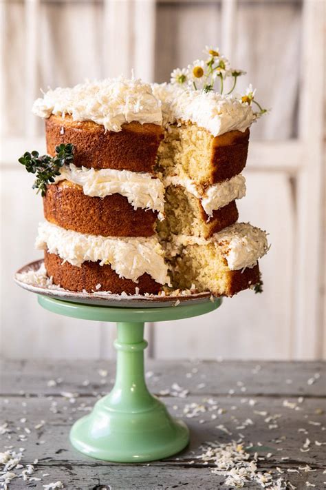 Lemon Coconut Naked Cake With Whipped Vanilla Buttercream Half Baked