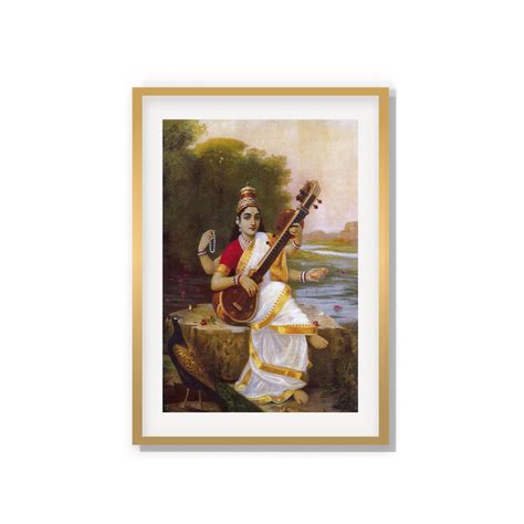 Raja Ravi Varma Artwork Painting Saraswati