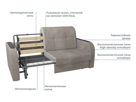 Диван двухместный раскладной 142x207 см бежевый Ergonomic Prime Hard ...