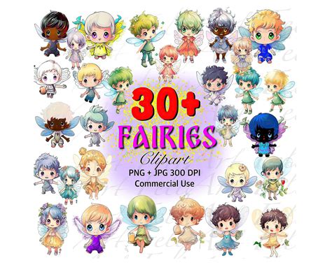 30 Boy Fairies Clipart Bundle Garden Fairies Forest Fairy Nursery