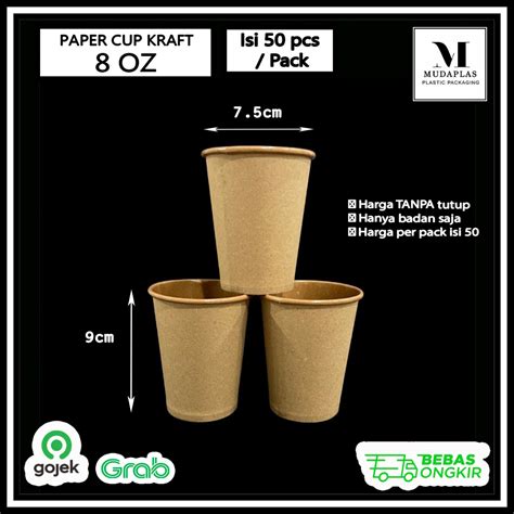 Jual Paper Hot Cup Oz Kraft Gelas Panas Kertas Tanpa Tutup Isi Pcs Shopee Indonesia