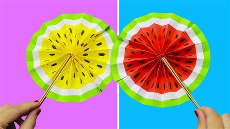 СИМПАТИЧНЫЙ БУМАЖНЫЙ ВЕЕР АРБУЗ / КАК СДЕЛАТЬ БУМАЖНЫЙ ВЕЕР / КАК ...