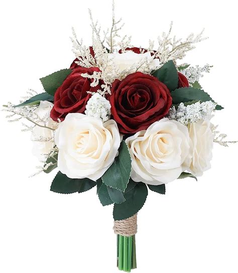 Red And White Rose Bridal Bouquet