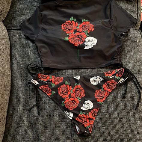 Black And Red Goth Inspired Bikini Set Gothbikini Depop