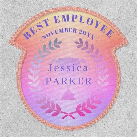 The Badge For Best Employee Is Shown In Pink And Purple Colors With