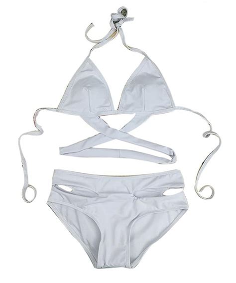 Women Textured Padded Scoop Neck Bikini Set Thong Bottom Swimsuit Beachwear Light Blue