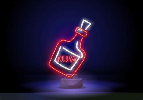 Premium Vector Neon Pirate Rum Neonstyle Bottle Glowing Neon Alcohol