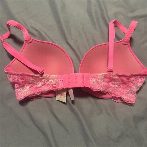 Hot Pink Victorias Secret Push Up Bra With Lace Depop