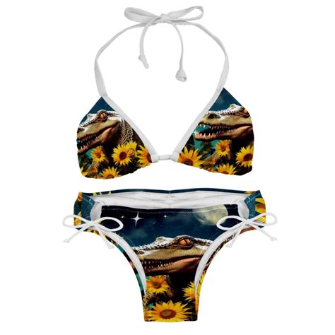 Crocodile Starry Sky Sunflower Detachable Sponge Adjustable Strap Bikini Set Two Pack For Any