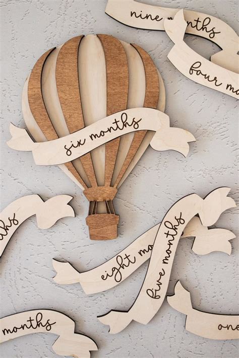 Hot Air Ballooon Baby Milestone Cards Baby Shower Gift Monthly Milestones Engraved Gift