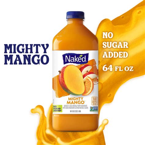 Naked Mighty Mango Flavored 100 Fruit Smoothie Blend 64 Fl Oz Bottle