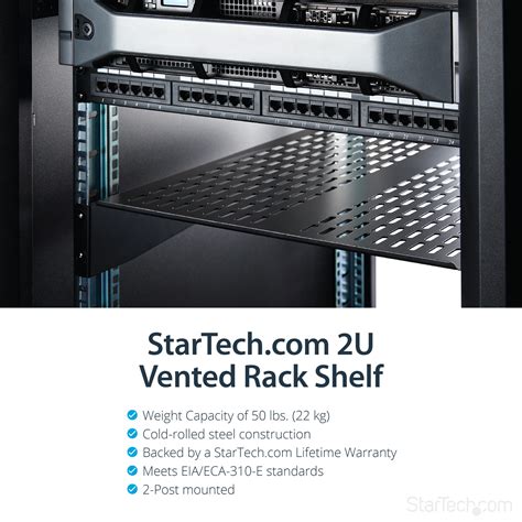 StarTech 2U Server Rack Shelf Universal Vented Rack Mount