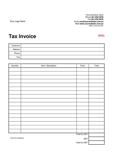 tax invoice template invoice template ideas