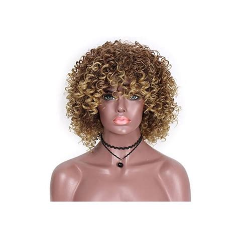 AISI QUEENS Afro Wigs For Black Women Short Kinky Curly Brown Mixed Blonde Synthetic Heat