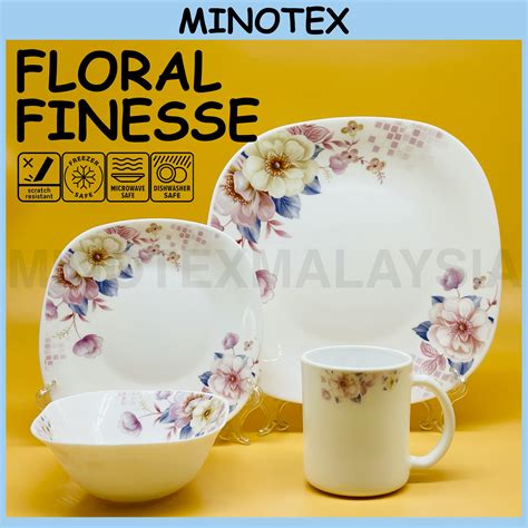 Minotex Pcs Pax Opal Dinner Set With Mug Pinggan Mangkuk Set