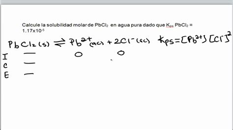 Calcular La Solubilidad Molar Dado El Kps Youtube