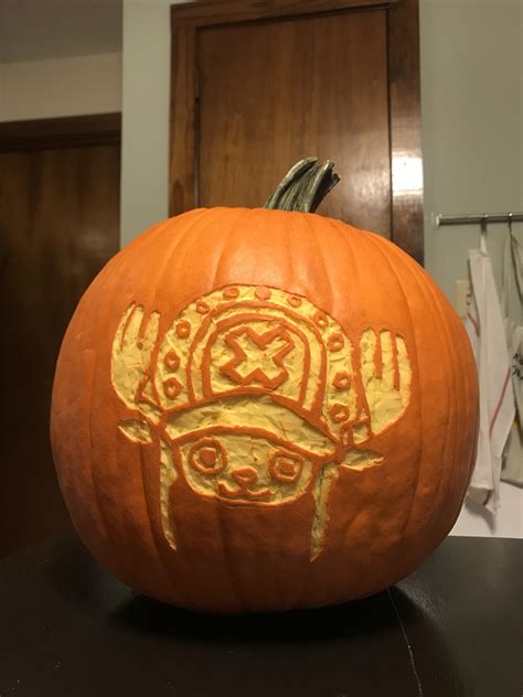 I tried stenciling a pumpkin for the first time. Tony Tony Chopper is
