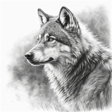 Wolf Pencil Sketch AI Digital Download Digital Art Animal Digital Image