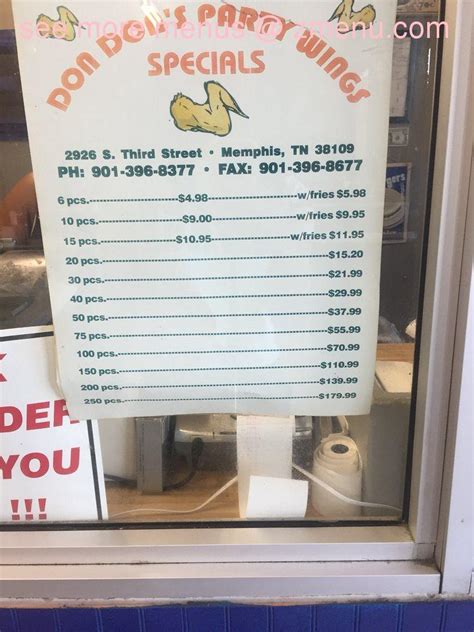 Online Menu Of Don Dons Hot Wings Restaurant Memphis Tennessee Zmenu