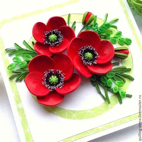 Открытка "Маки" в технике квиллинг – купить на Ярмарке Мастеров ...