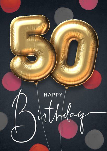 Felicitatie verjaardagskaart ballon 50 jaar | Kaartje2go