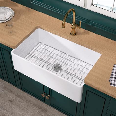 Miuara Farmhouse Sink 33 Inch Widen Large Farm Sink 33 X20 White