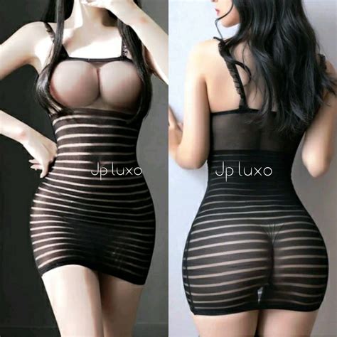Mini Vestido Feminino Al A Sexy Curto Lingerie Fantasia Sensual Busto Transparente Shopee Brasil