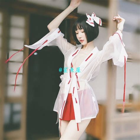 Sexy Store Japanese Miko Sexy Nightgown Underwear Set Female Nurse Pajamas Sexy Bikini Cos Soft