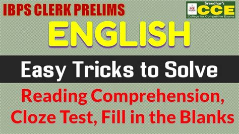 Ibps Clerk Prelims English Mt Reading Comprehension Fill In The