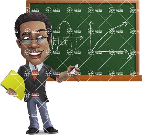 Smart African American Teacher Cartoon Vector Character Writing On