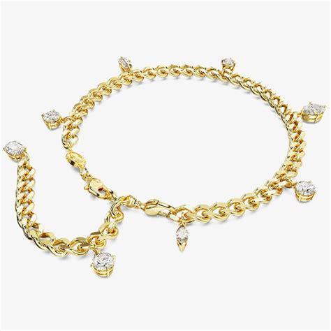 Swarovski 5665499 Dextera Gold Plated Mixed Cut Bracelet Anklet