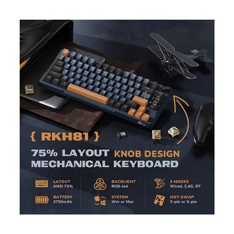 Royal Kludge RK H81 Tri Mode RGB Hot Swap Sky Cyan Linear Star Night Mechanical Gaming