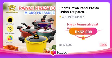 Bright Crown Panci Presto Teflon Totipotent Micro Pressure Cooker Pot