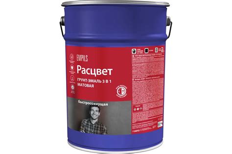 Грунт-эмаль Расцвет быстросохнущая, матовая, серая, 5 кг 82706 ...