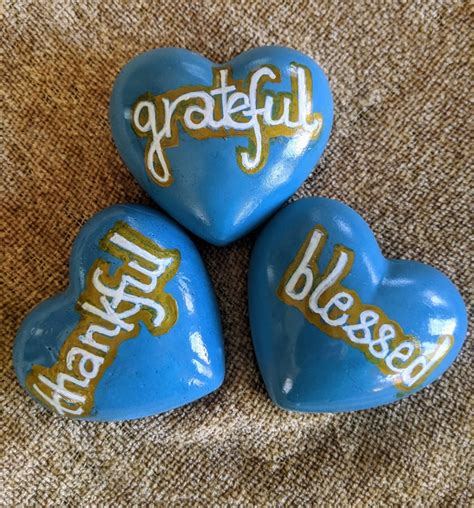 Gratitude Heart Shaped Painted Rocks Thankful Heart Blessed - Etsy