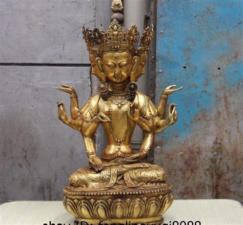 Tibet Bronze Copper Four Sides Eight Arm Hand Kwan Yin Guanyin