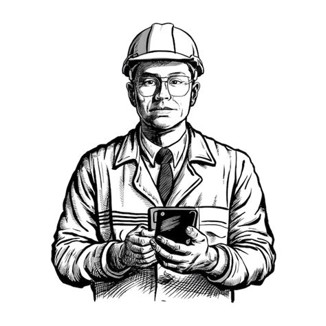 Premium Vector Engineer Vector Pencil Ink Sketch Drawing Black And