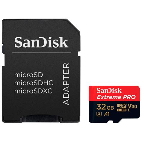 SanDisk Extreme Pro Micro SDHC Kort 32 GB V30 A1 Med Adapter UHS I