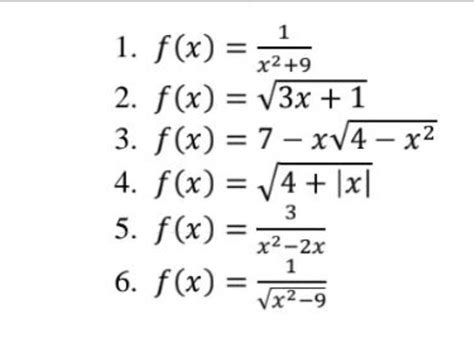 Solved 1 Fxx291 2 Fx3x1 3 Fx7−x4−x2 4