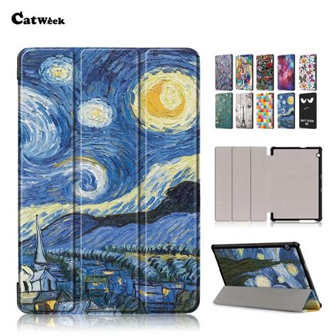 Mediapad T Case Cover Pu Leather Slim Colorful Print Protective