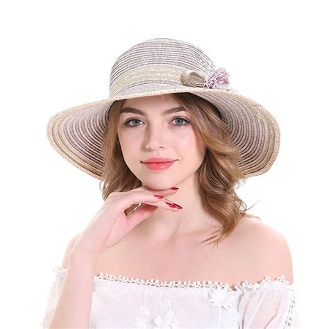 New Fashion Straw Summer Hats Women Striped Wide Brim Sun Hats Female