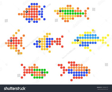 Aquarium Sea Fish Symbols Set Isolated Stock Vector Royalty Free