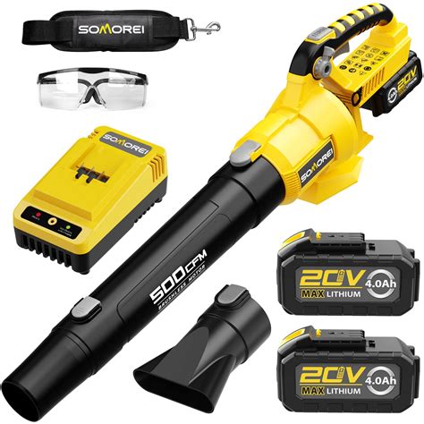 Somorei Cordless Leaf Blower 500 Cfm Brushless Electric Blower With 2
