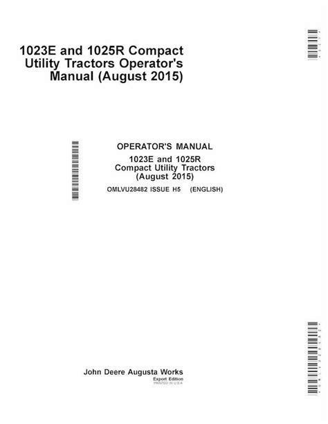 John Deere 1023e 1026r Compact Utility Tractor Pdf Operators Manual