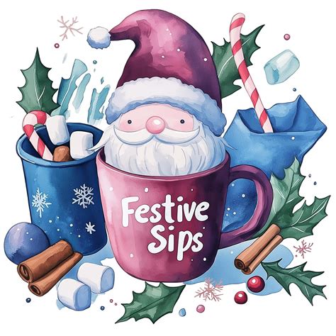 Watercolor Hot Cocoa Gnomes Clipart Cute Christmas Gnomes Clipart Festive Gnomes Clipart