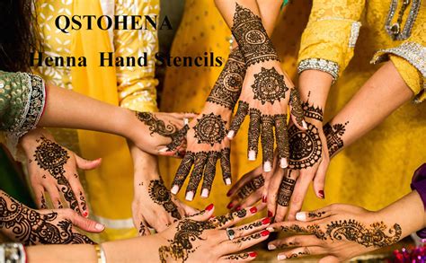 QSTOHENA 14 Stück indische arabische Henna Tattoo Schablonen Kit für